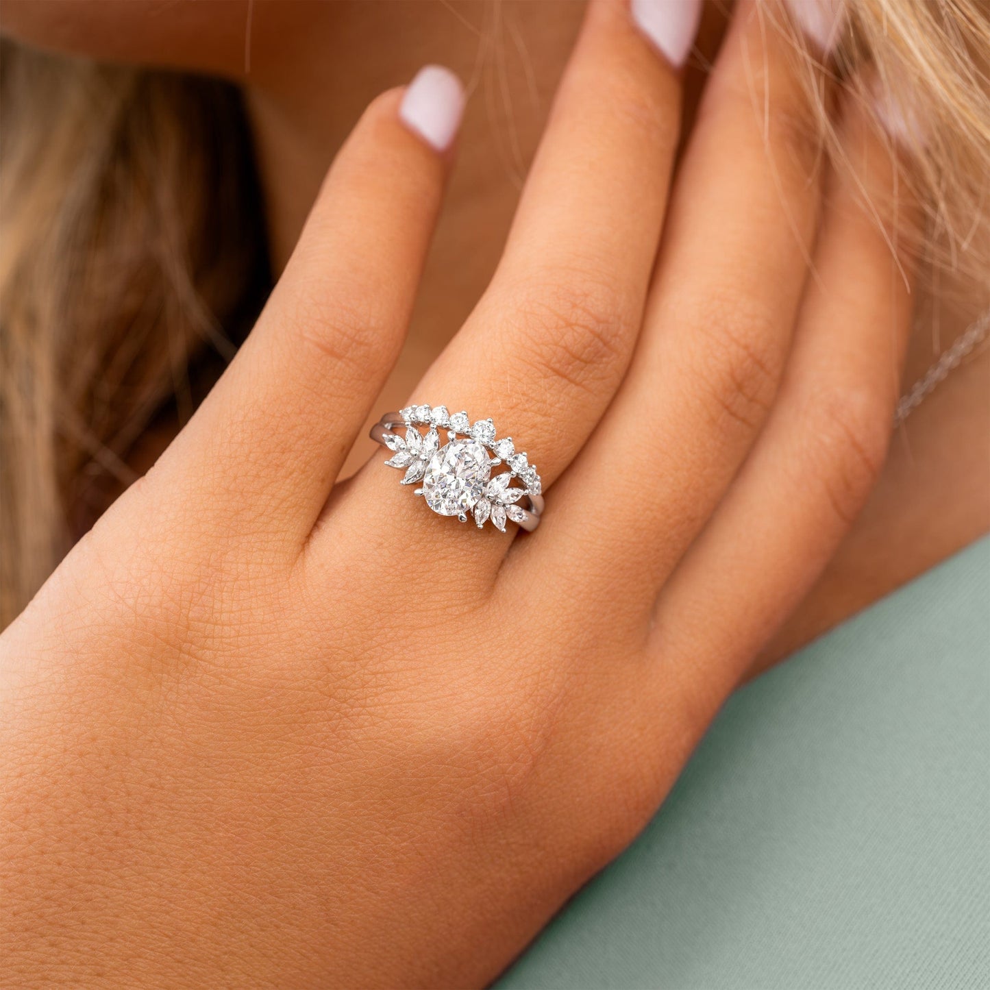 1.22 CT Elongated Cushion Solitaire Moissanite Engagement Ring