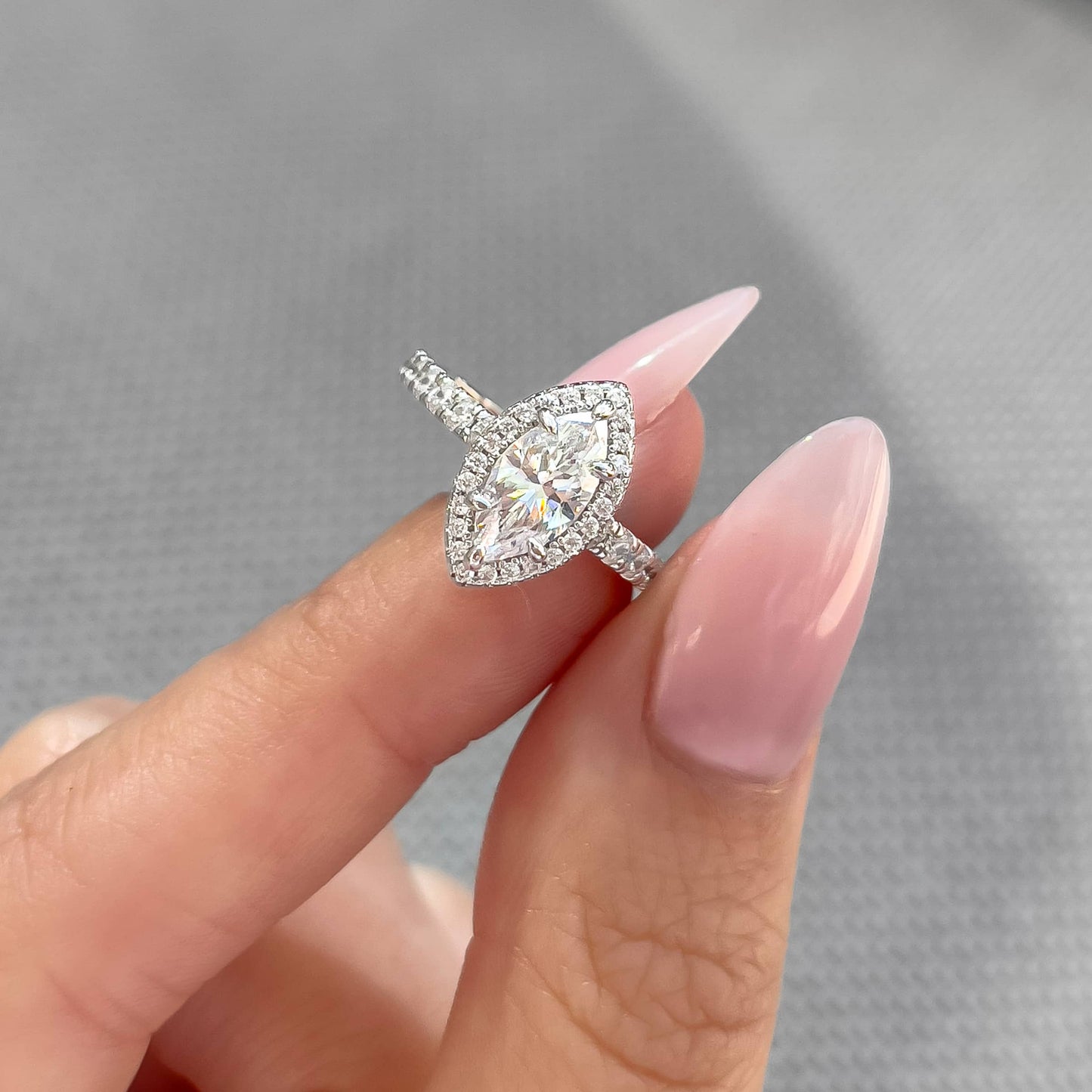 1.22 CT Elongated Cushion Solitaire Moissanite Engagement Ring