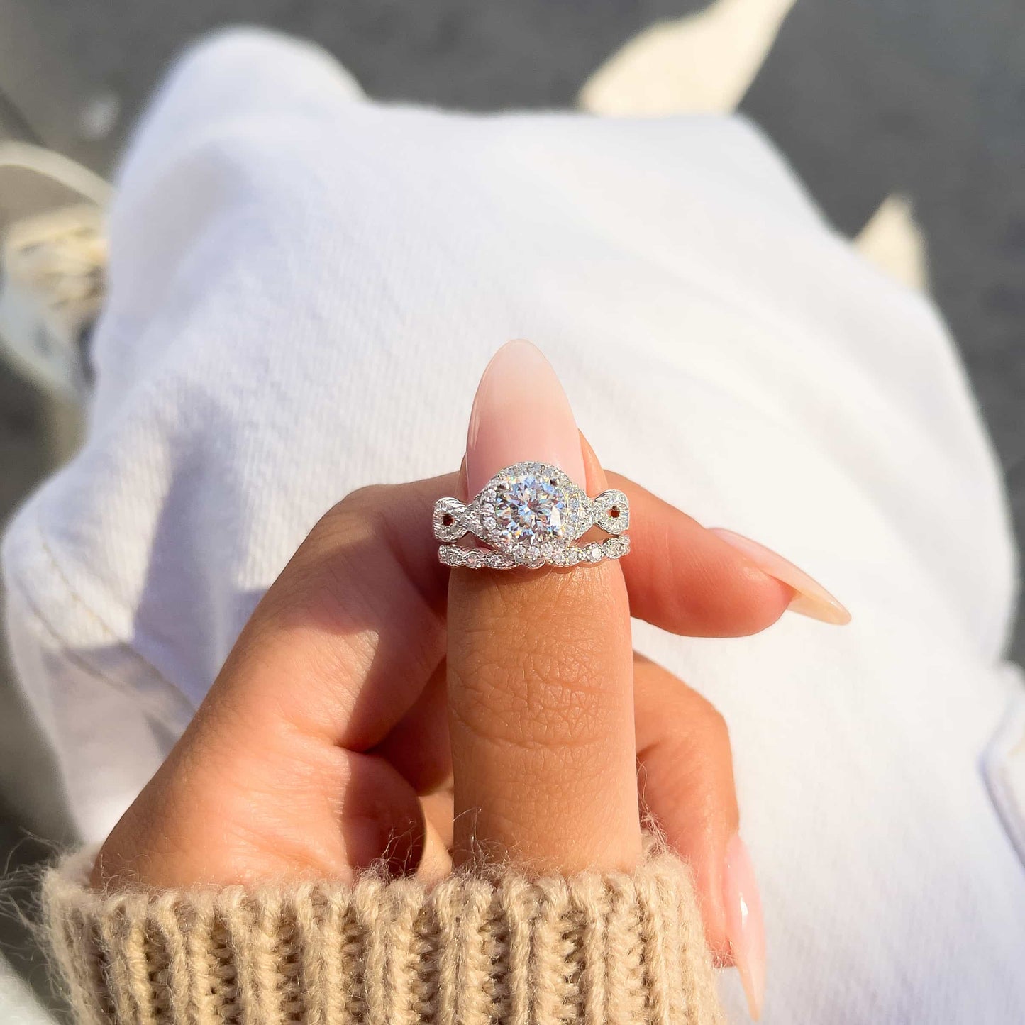 1.22 CT Elongated Cushion Solitaire Moissanite Engagement Ring