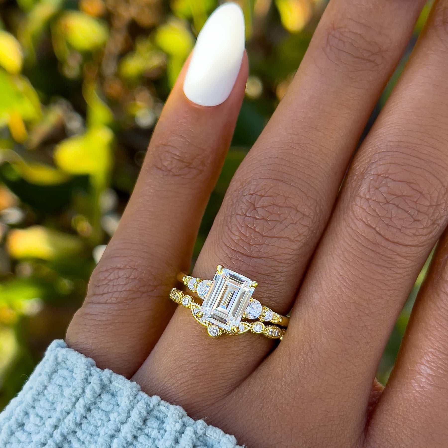 1.22 CT Elongated Cushion Solitaire Moissanite Engagement Ring