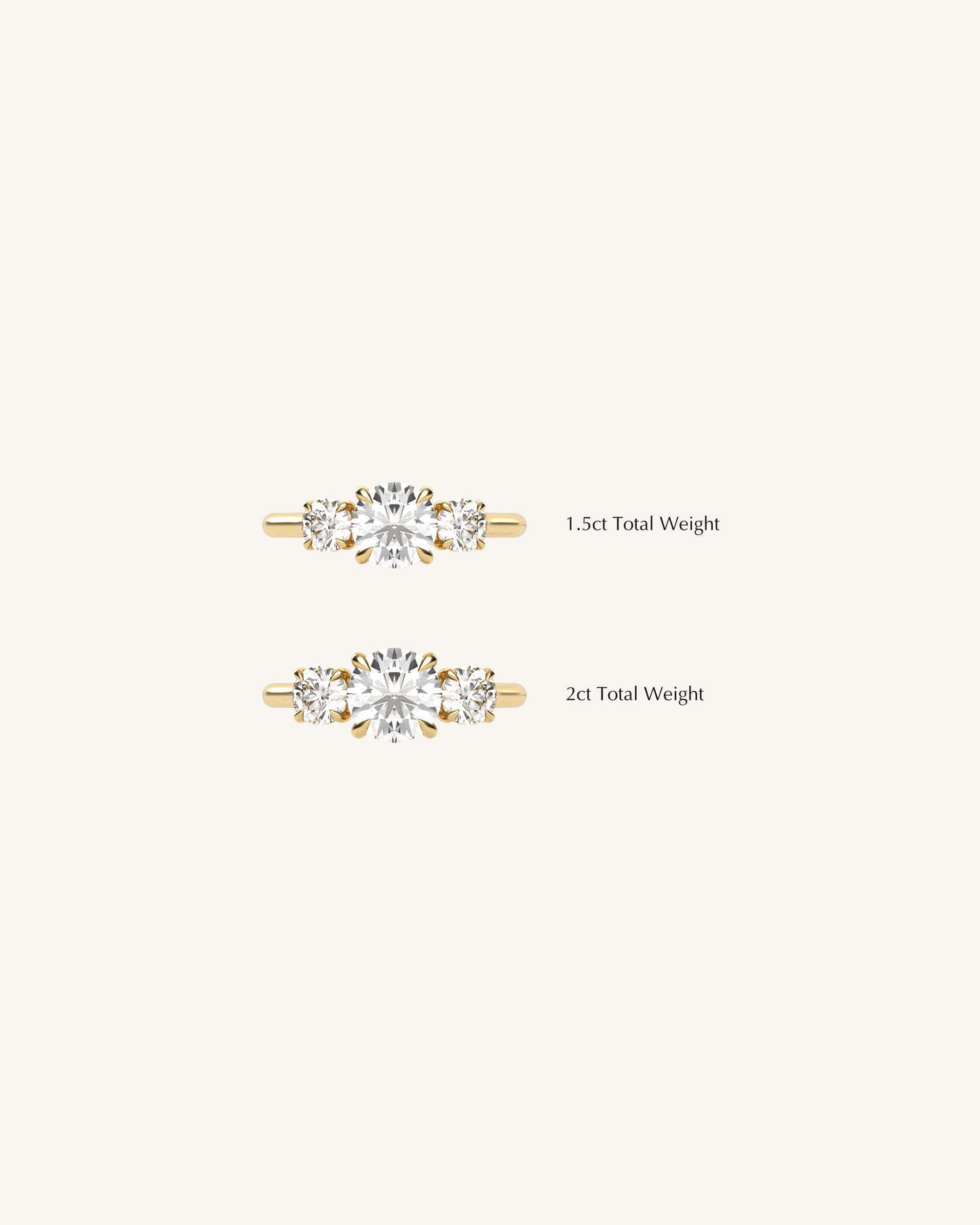 1.03 CT Oval Three Stone Moissanite Engagement Ring