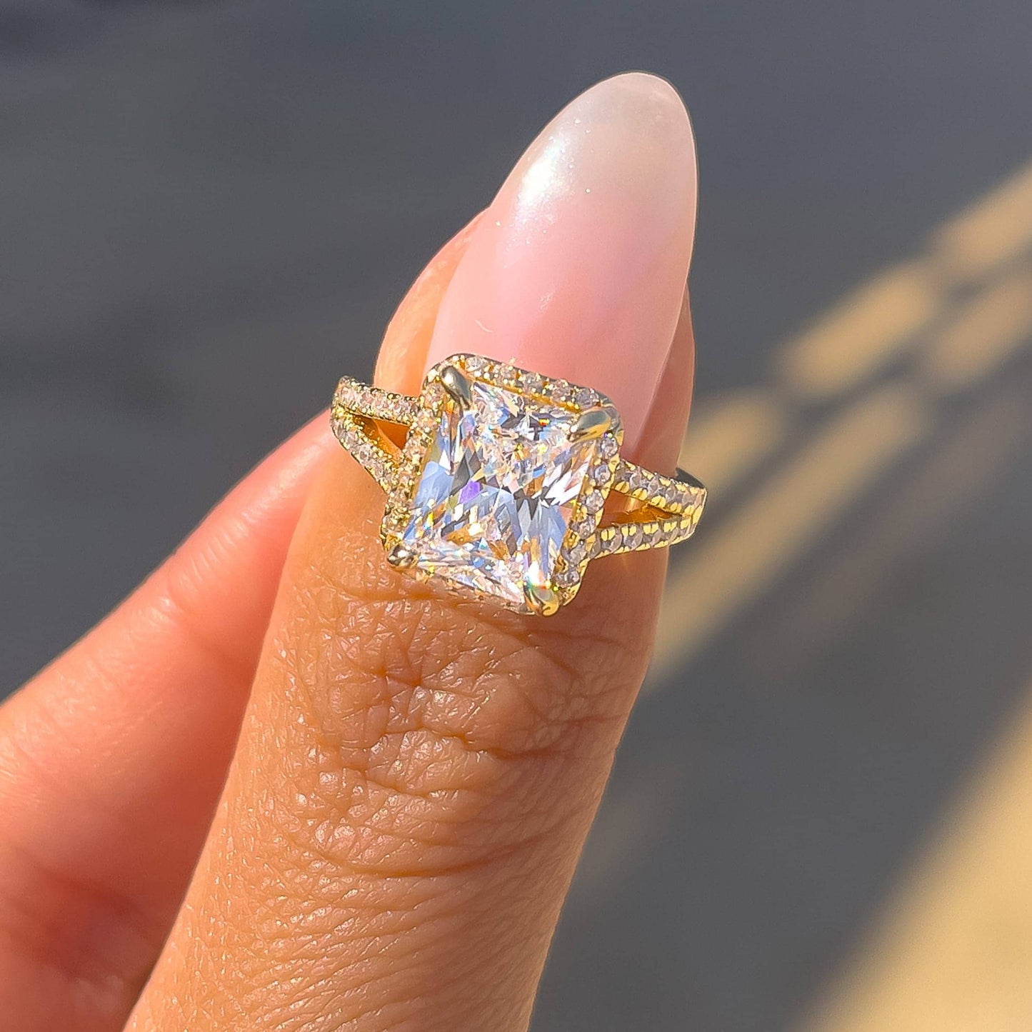 1.22 CT Elongated Cushion Solitaire Moissanite Engagement Ring