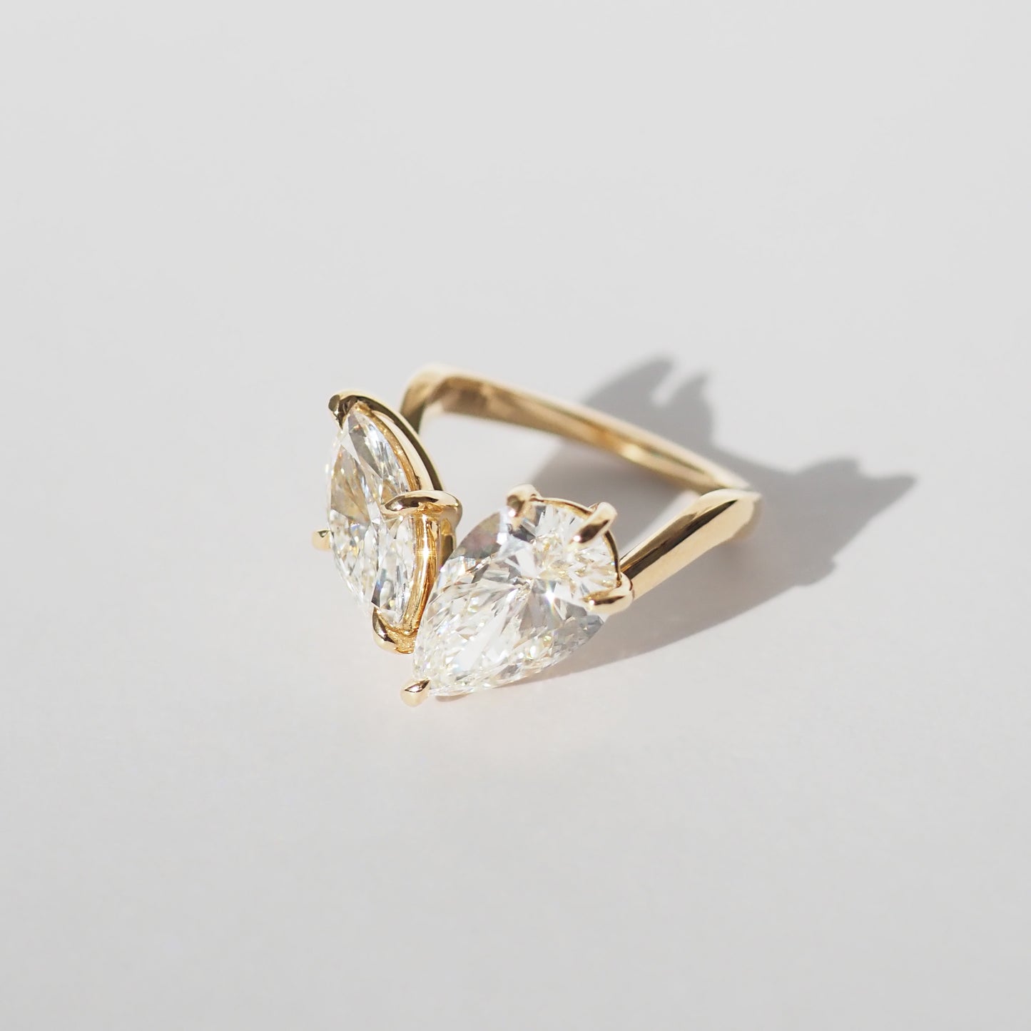 4.1 CT Pear Toi Et Moi Moissanite Engagement Ring