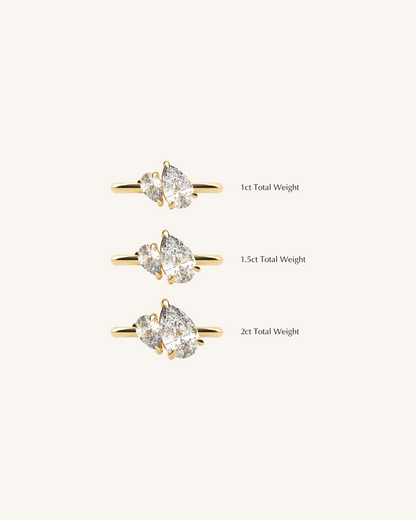 1.30 CT Pear Toi Et Moi Moissanite Engagement Ring