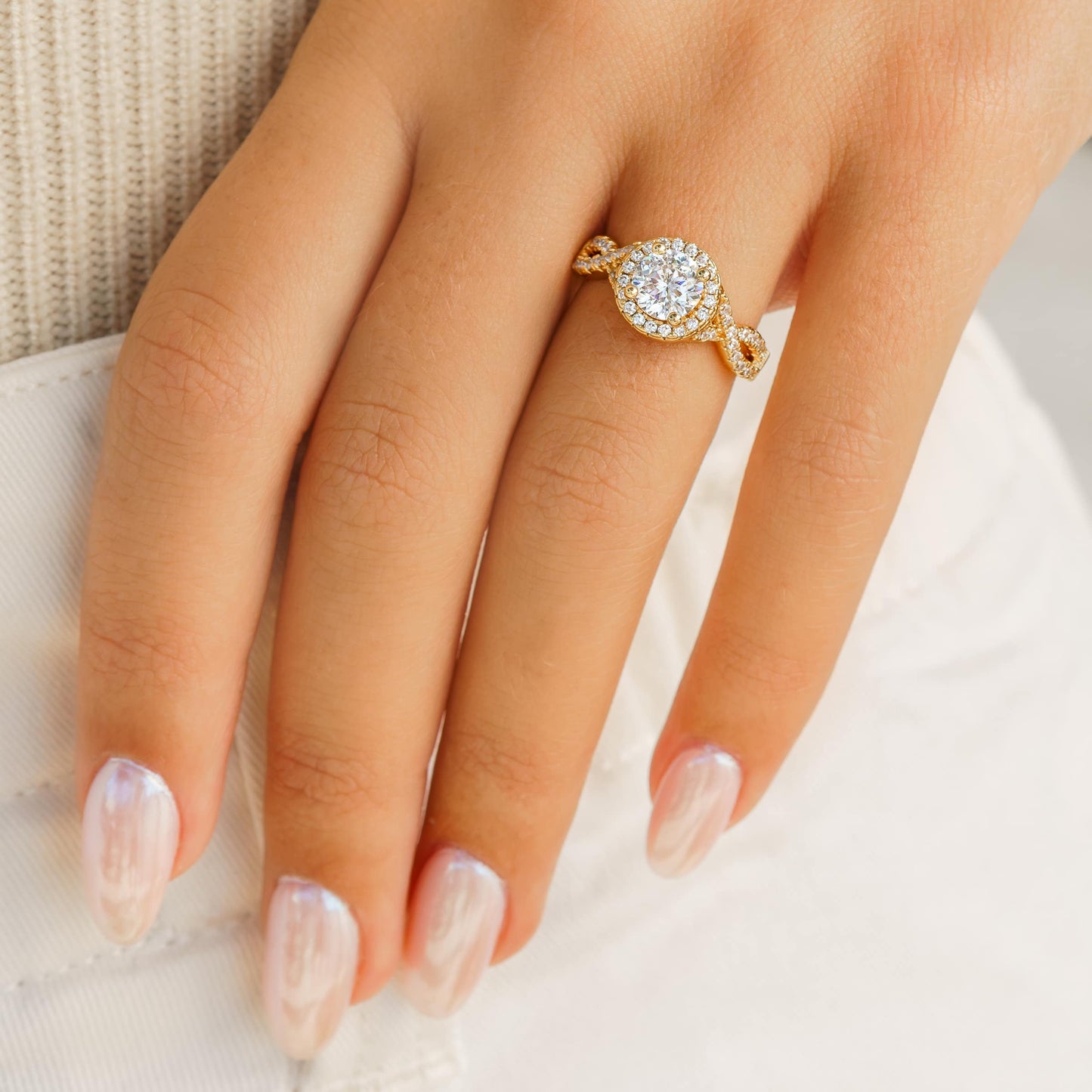 1.22 CT Elongated Cushion Solitaire Moissanite Engagement Ring
