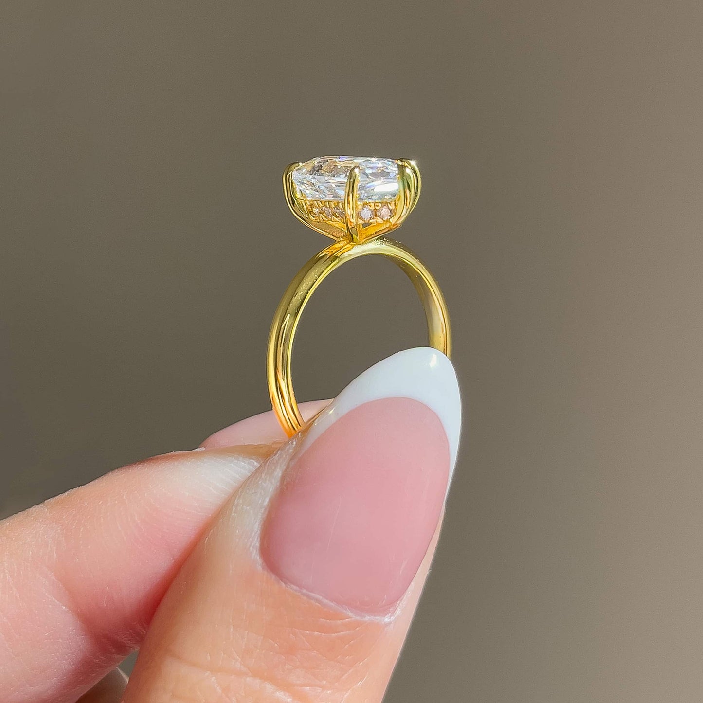 1.22 CT Elongated Cushion Solitaire Moissanite Engagement Ring