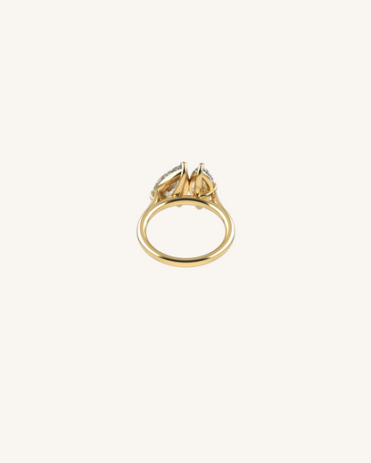 1.04 CT Pear Toi Et Moi Moissanite Engagement Ring