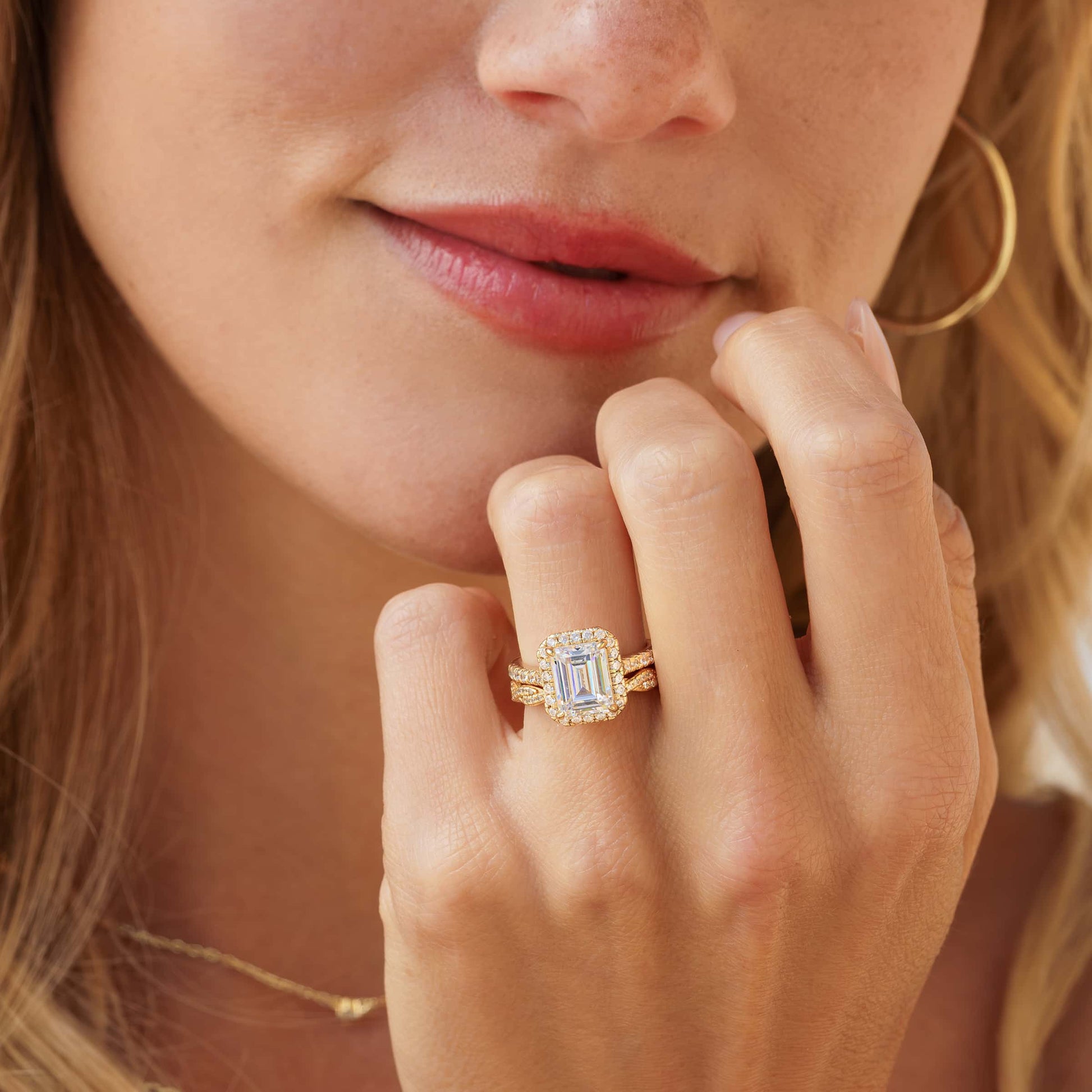 1.22 CT Elongated Cushion Solitaire Moissanite Engagement Ring