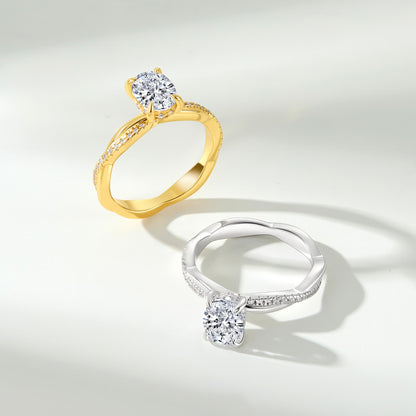 1.22 CT Elongated Cushion Solitaire Moissanite Engagement Ring