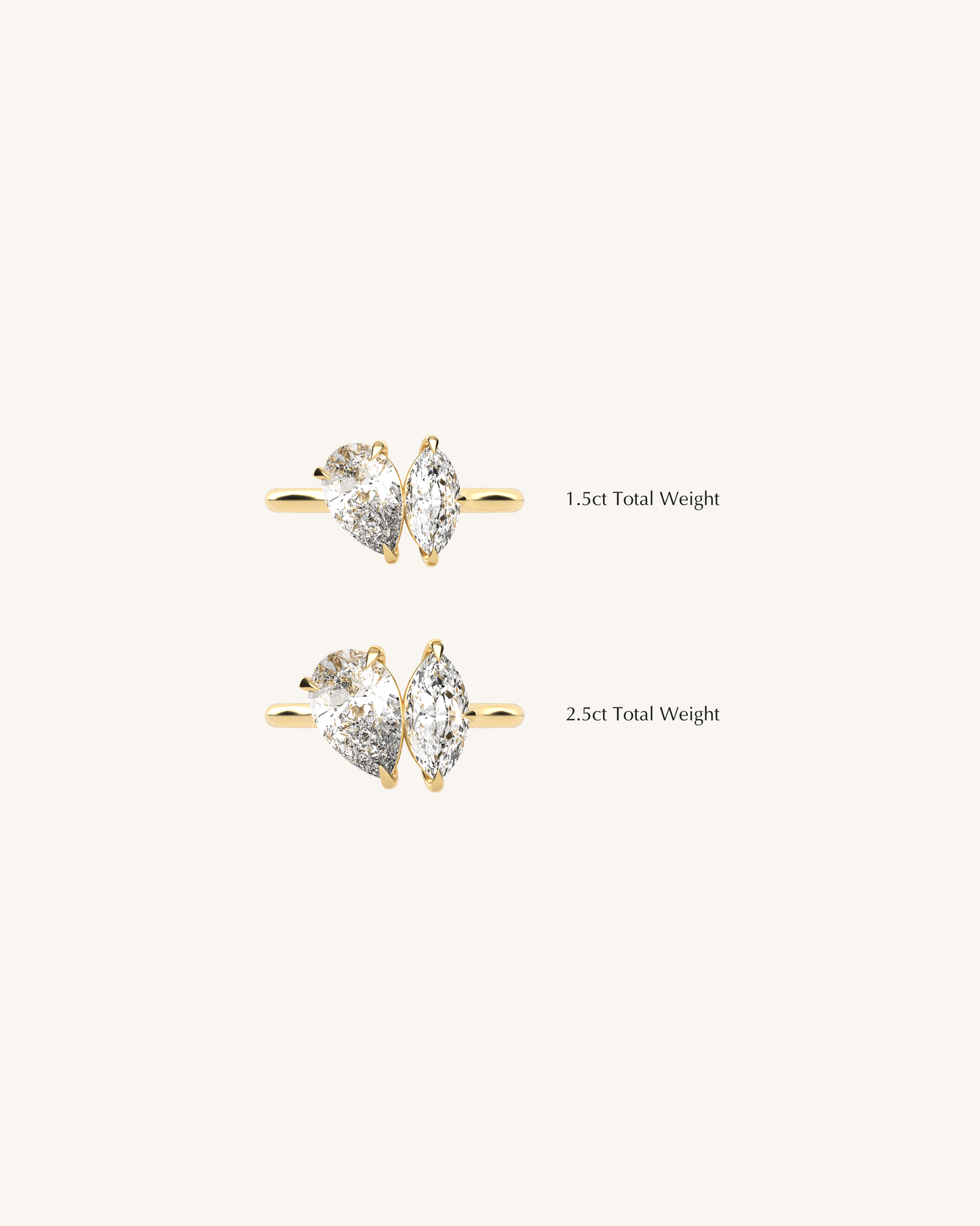 1.04 CT Pear Toi Et Moi Moissanite Engagement Ring