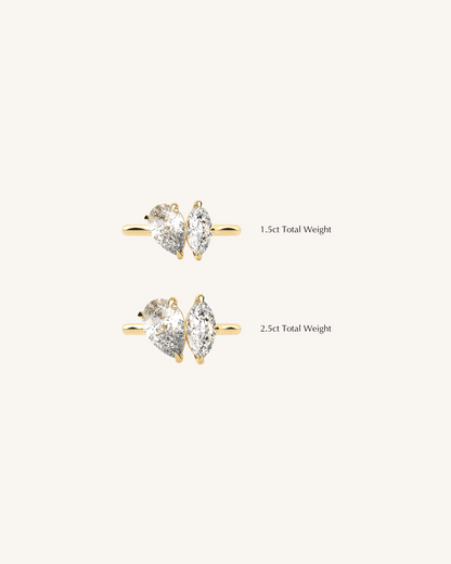 1.04 CT Pear Toi Et Moi Moissanite Engagement Ring
