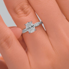 1.22 CT Elongated Cushion Solitaire Moissanite Engagement Ring