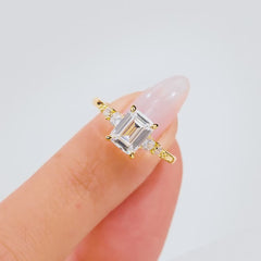1.22 CT Elongated Cushion Solitaire Moissanite Engagement Ring