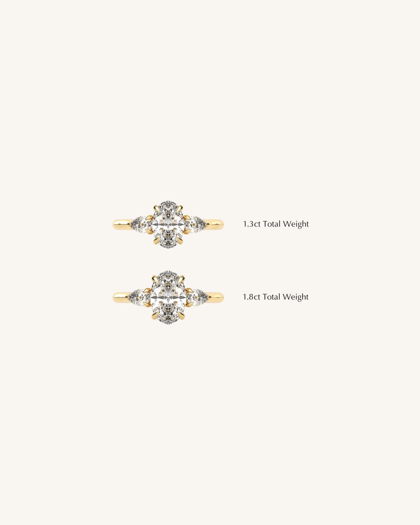 2 CT Oval Three Stone Moissanite Engagement Ring