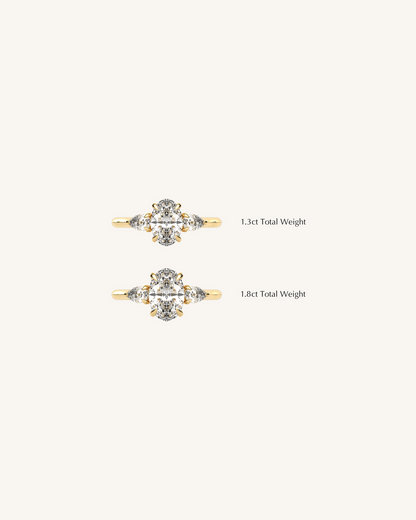 2 CT Oval Three Stone Moissanite Engagement Ring