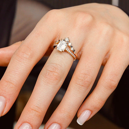 1.60 CT Emerald Pave Moissanite Engagement Ring
