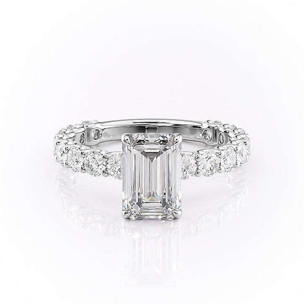 2.30 CT Emerald Cut Pave Setting Moissanite Engagement Ring 10