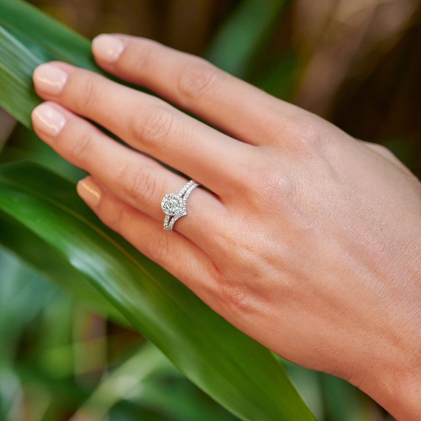 0.30 CT Round Halo & Pave Moissanite Engagement Ring
