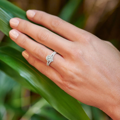 0.30 CT Round Halo & Pave Moissanite Engagement Ring