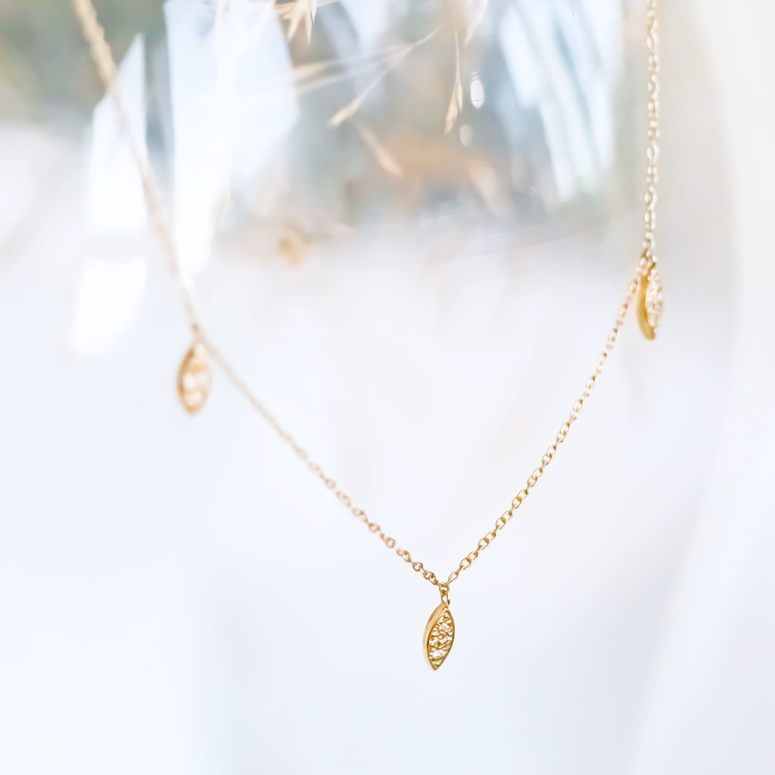 0.10 CT Round Shaped Moissanite Necklace In Multi Stone Design