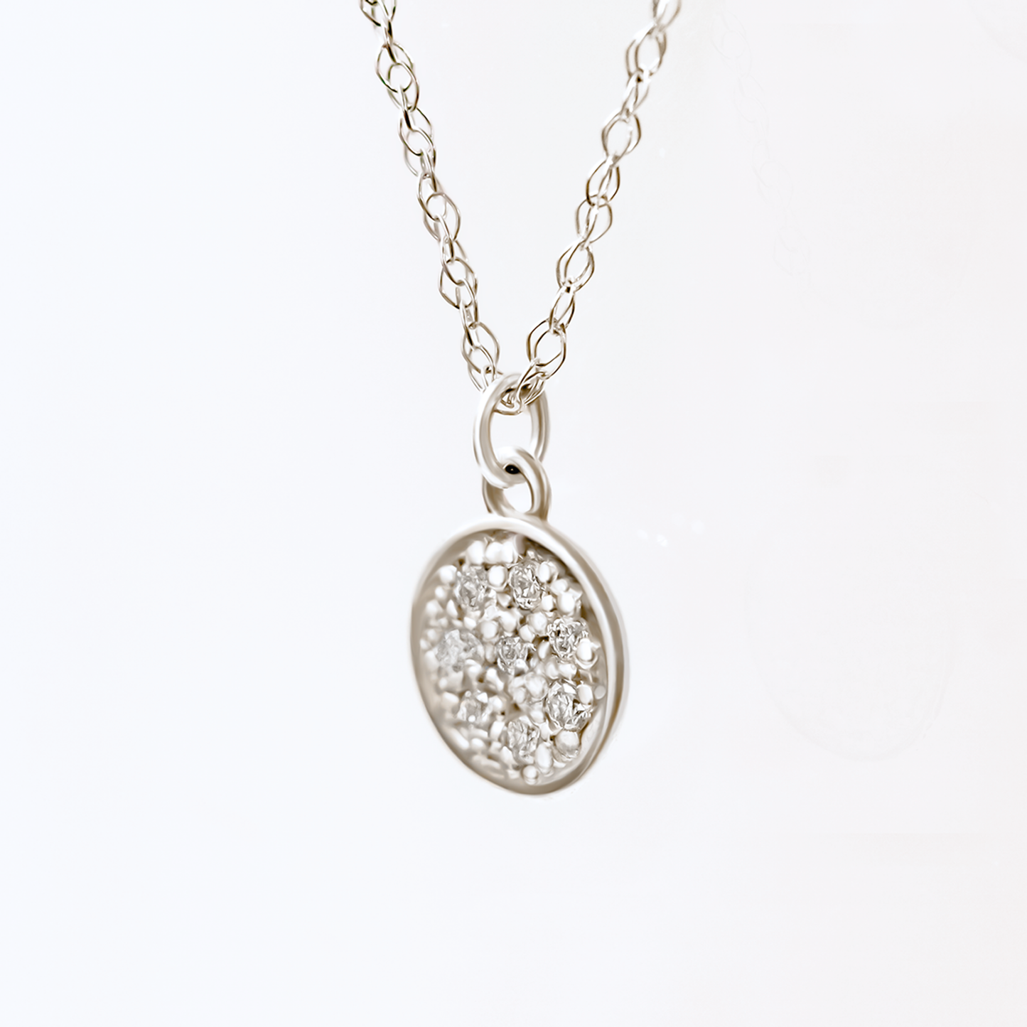 0.8 CT Round Shaped Moissanite Necklace In Multi Stone Design