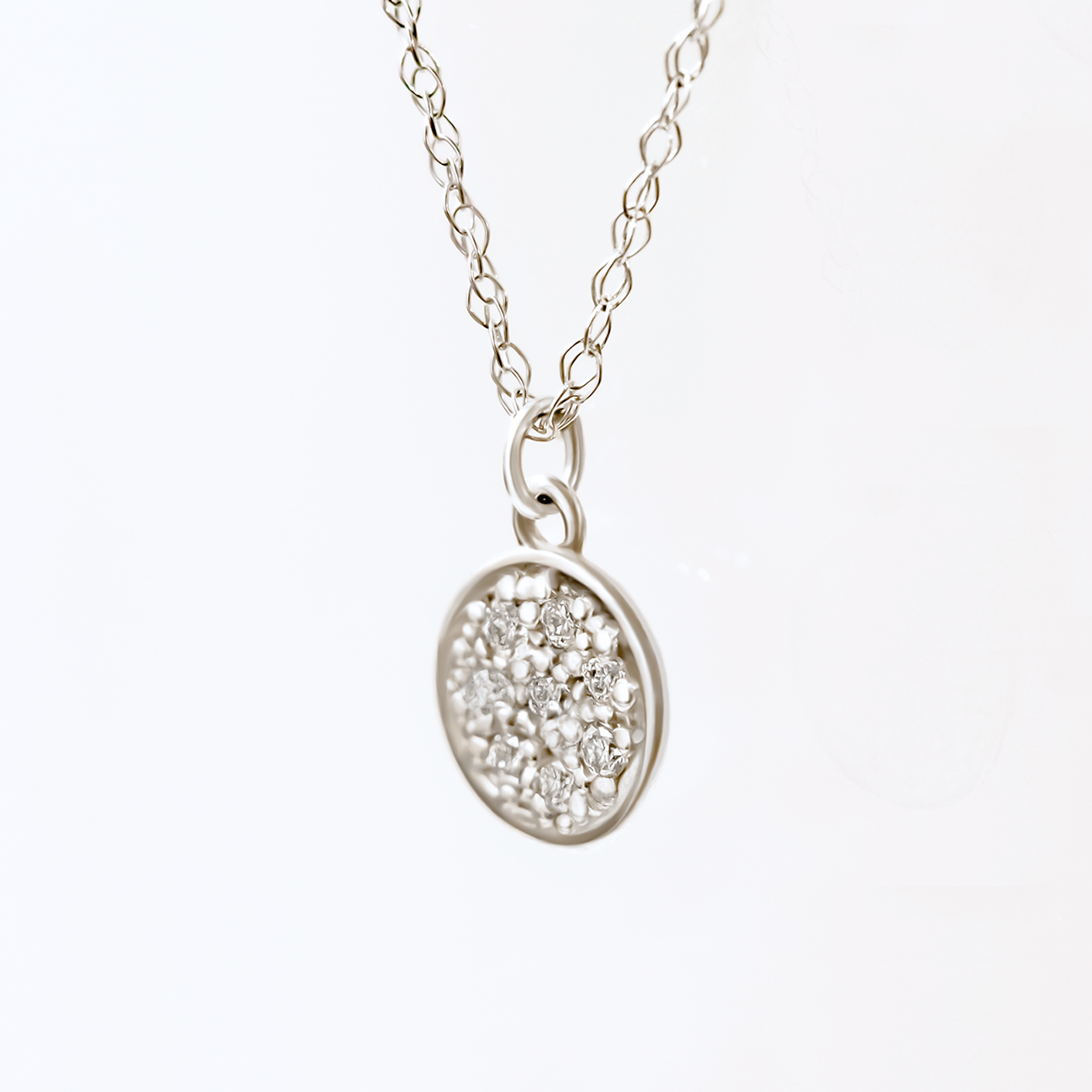 0.8 CT Round Shaped Moissanite Necklace In Multi Stone Design