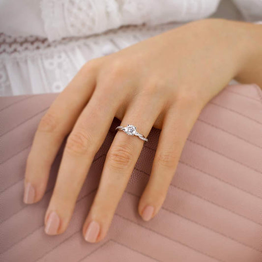 1 CT Round Twisted Pave Moissanite Engagement Ring