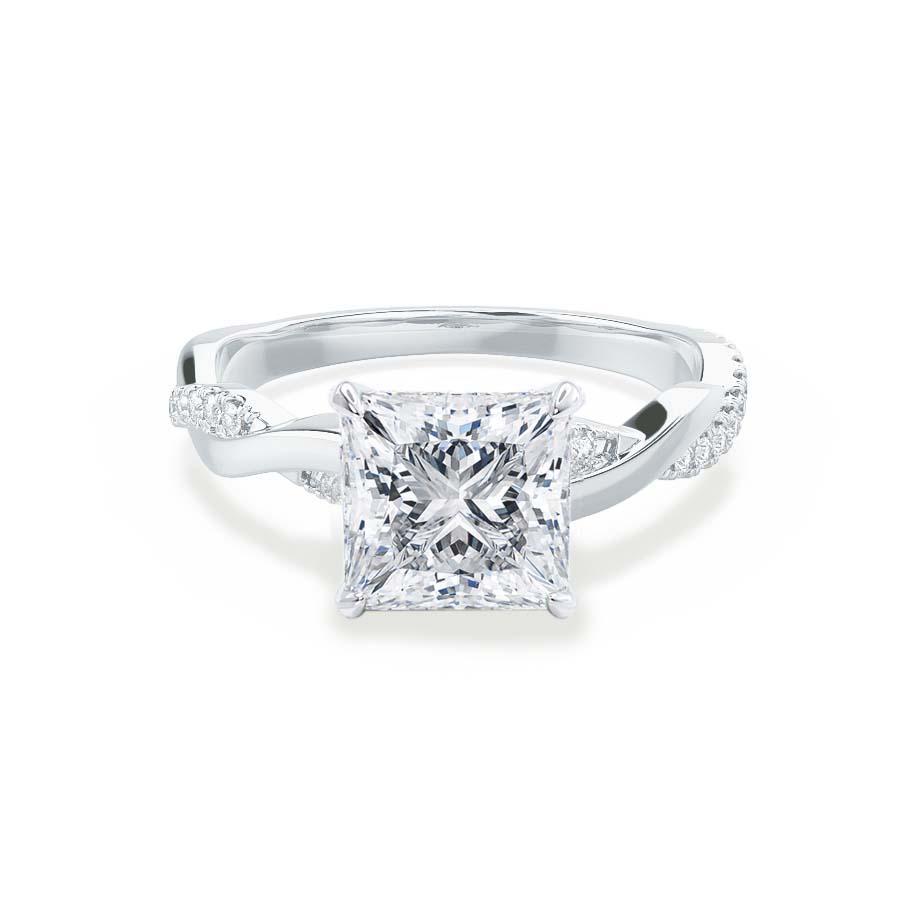 1.92 CT Princess Pave Moissanite Engagement Ring