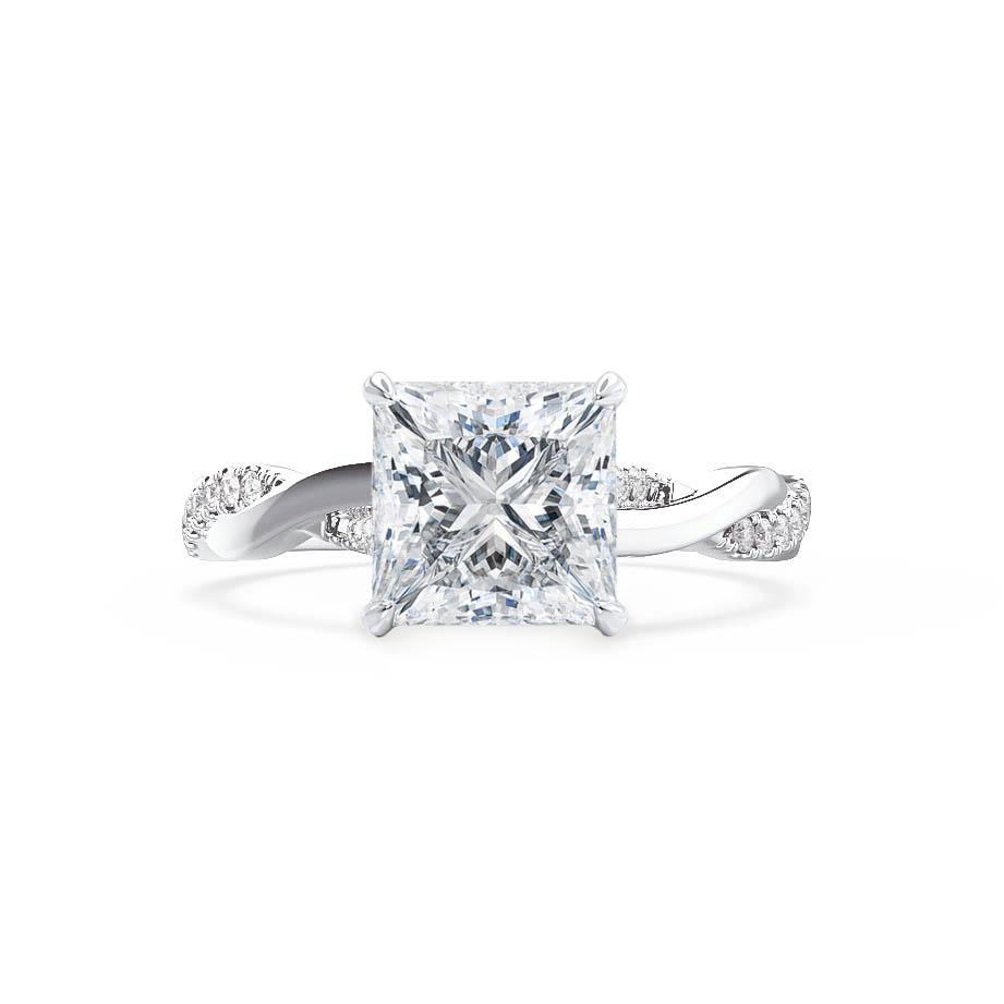 1.92 CT Princess Pave Moissanite Engagement Ring