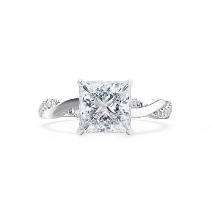 1.92 CT Princess Pave Moissanite Engagement Ring