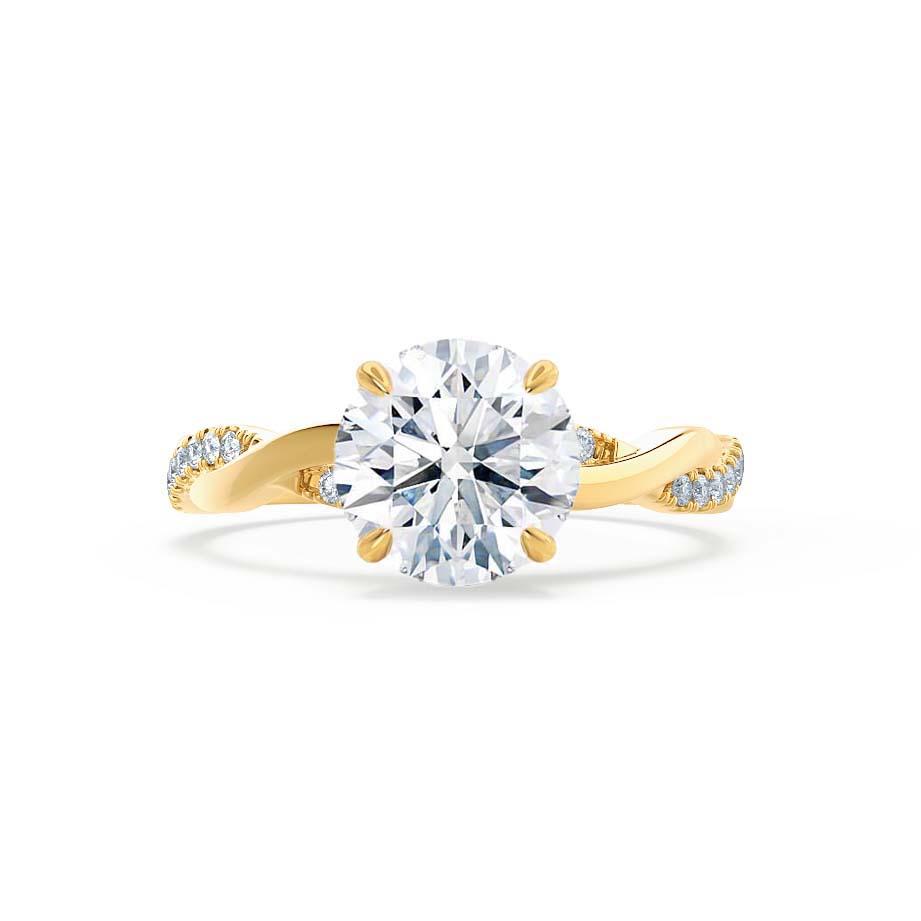 1 CT Round Twisted Pave Moissanite Engagement Ring