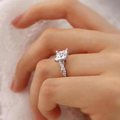 1.92 CT Princess Pave Moissanite Engagement Ring