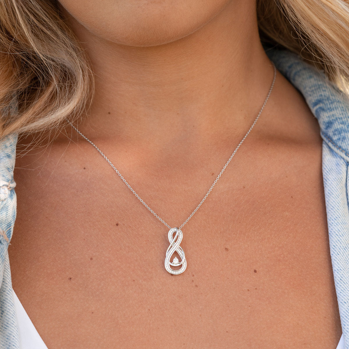 0.50 CT Round Shaped Moissanite Necklace In Multi Stone Design
