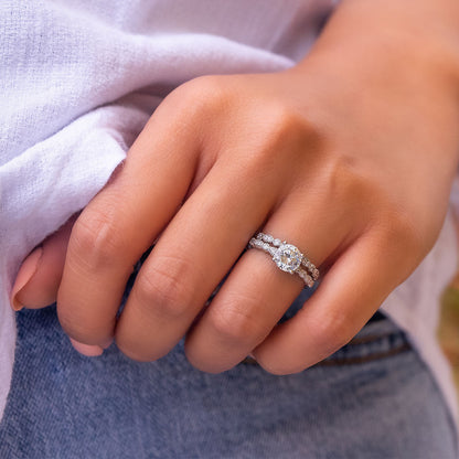 1.8 CT Round Pave Moissanite Engagement Ring