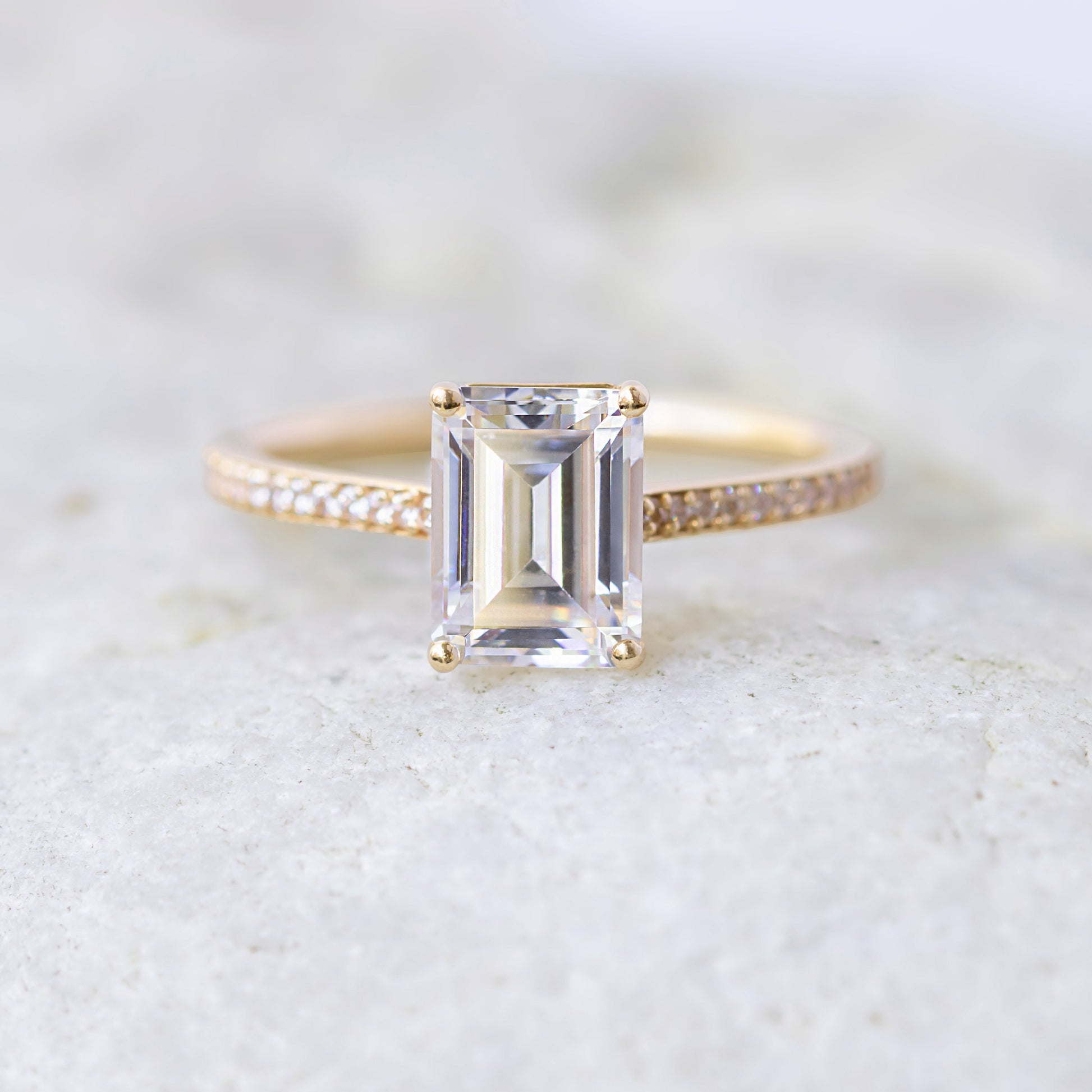 1.75 CT Emerald Pave Moissanite Engagement Ring