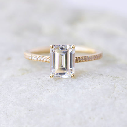 1.75 CT Emerald Pave Moissanite Engagement Ring