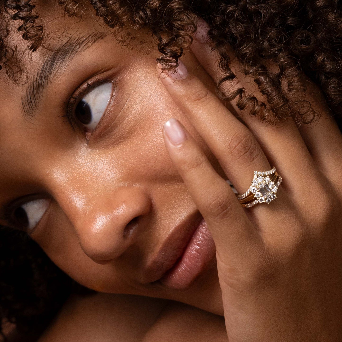 1.5 CT Emerald Halo Moissanite Engagement Ring