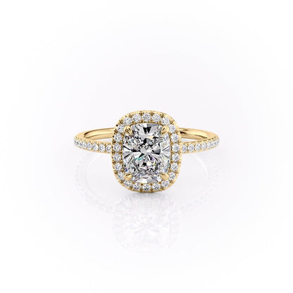 2 CT Elongated Cushion Halo & Pave Moissanite Engagement Ring