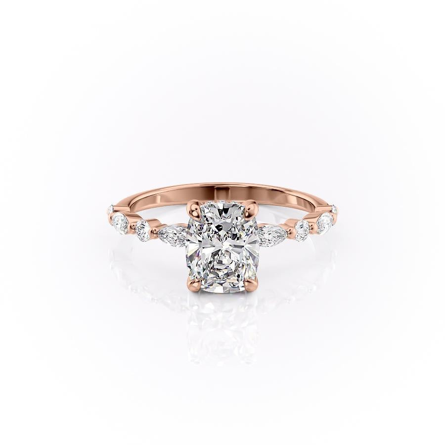 2 CT Elongated Cushion Hidden Halo & Pave Moissanite Engagement Ring