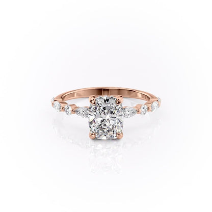 2 CT Elongated Cushion Hidden Halo & Pave Moissanite Engagement Ring