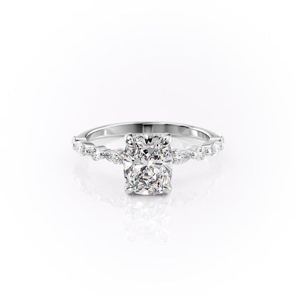 2 CT Elongated Cushion Hidden Halo & Pave Moissanite Engagement Ring