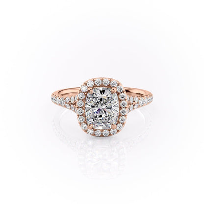 2 CT Elongated Cushion Halo & Pave Moissanite Engagement Ring