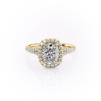 2 CT Elongated Cushion Halo & Pave Moissanite Engagement Ring