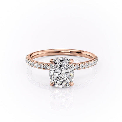 2.0 CT Cushion Cut Hidden Halo Pave Setting Moissanite Engagement Ring 2