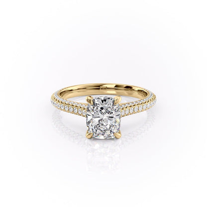 2 CT Elongated Cushion Hidden Halo & Pave Moissanite Engagement Ring