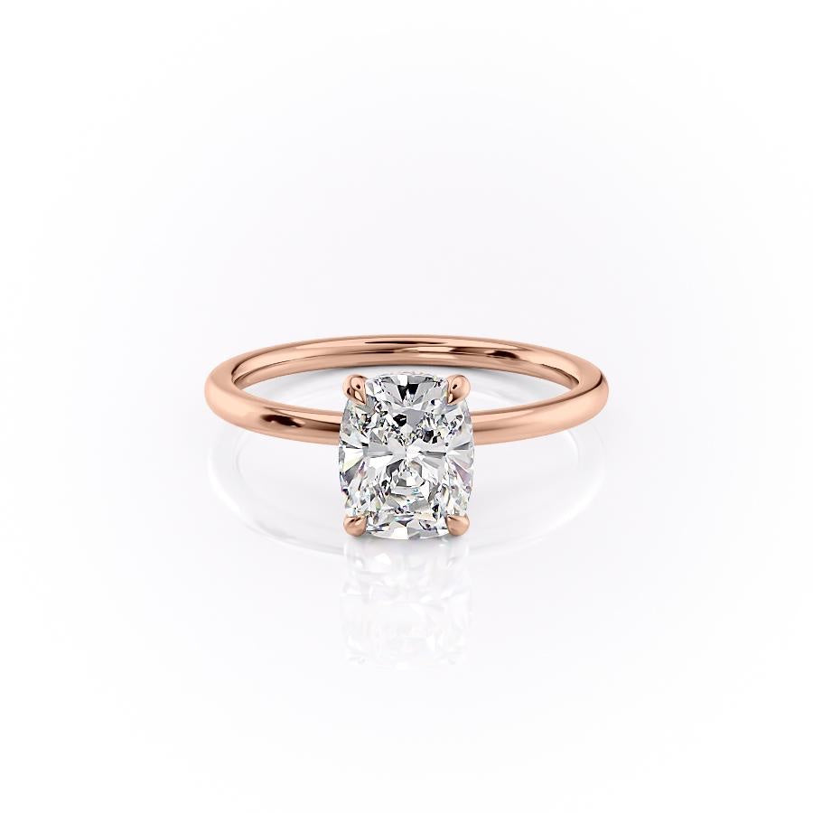 2 CT Elongated Cushion Hidden Halo Moissanite Engagement Ring