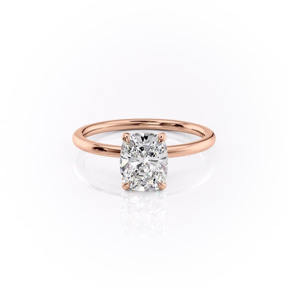 2 CT Elongated Cushion Hidden Halo Moissanite Engagement Ring