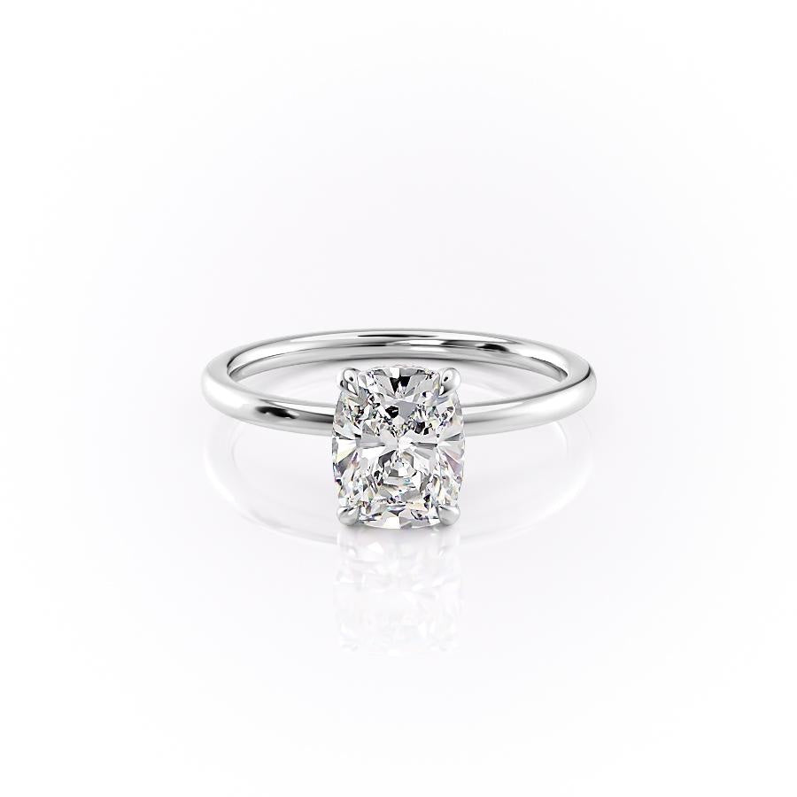 2 CT Elongated Cushion Hidden Halo Moissanite Engagement Ring