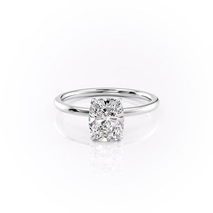2 CT Elongated Cushion Hidden Halo Moissanite Engagement Ring