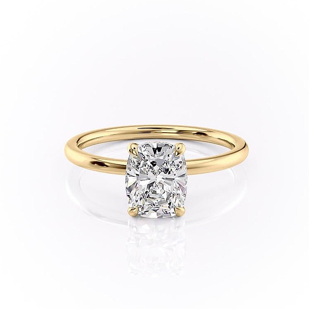 2 CT Elongated Cushion Hidden Halo Moissanite Engagement Ring